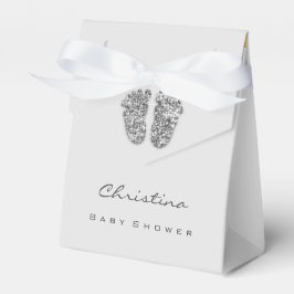 Caja Para Regalos Baby Shower Sweet Feet Drips Purpurina Gris platea
