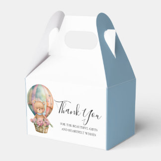 Caja Para Regalos BABY SHOWER Teddy Hot Air Balloon Blue