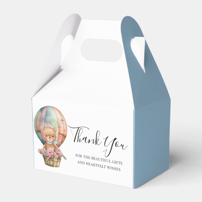 Caja Para Regalos BABY SHOWER Teddy Hot Air Balloon Blue (Front Side)