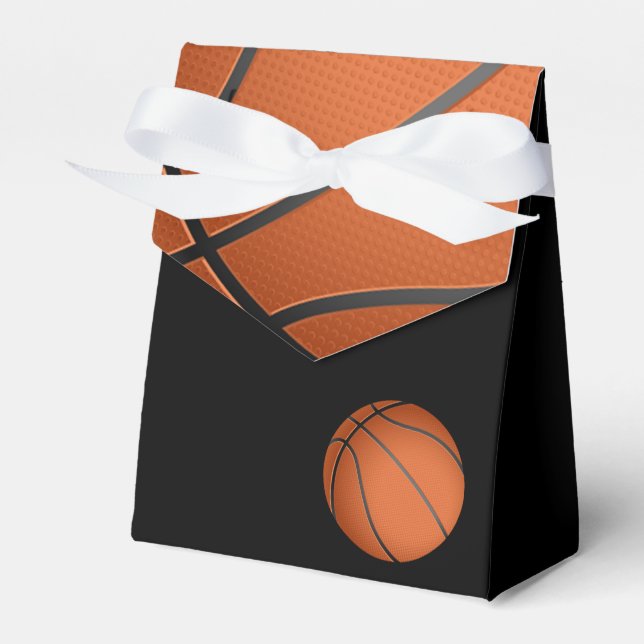 Caja Para Regalos Baby Shower Treat de baloncesto negro (Front Side)