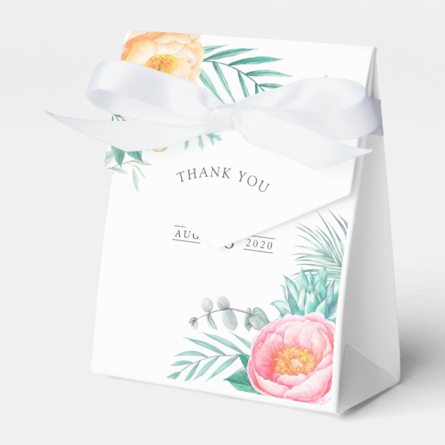 Caja Para Regalos Baby Shower tropical de menta floral (Front Side)