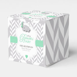 Caja Para Regalos Baby Shower verde, blanco y gris