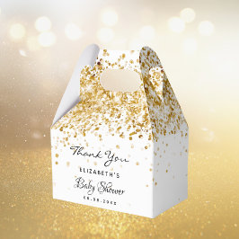 Caja Para Regalos Baby Shower white gold glitter dust thank you