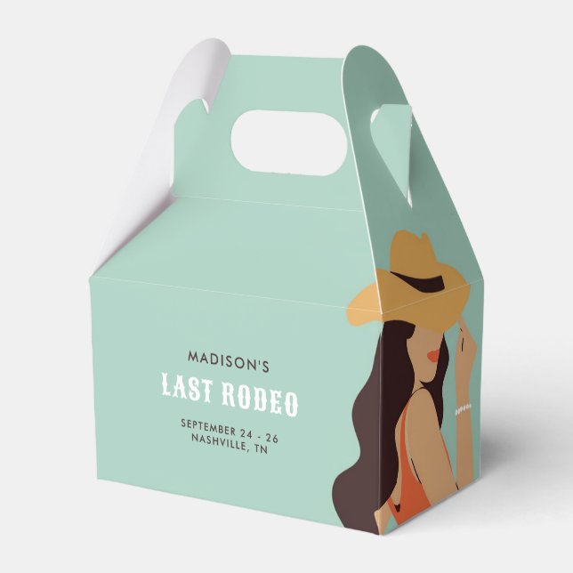 Caja Para Regalos Bachelor verde rosa rosa del último rodeo (Front Side)