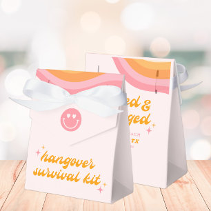 Caja Para Regalos Bachelorette rosa y Naranja deslucida y comprometi
