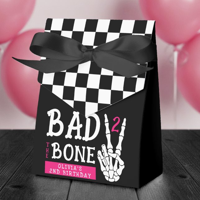 Caja Para Regalos Bad 2 the Bone Skeleton Pink 2nd Birthday Party (Subido por el creador)
