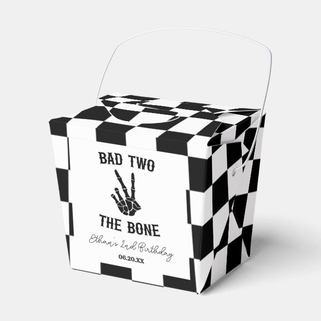 Caja Para Regalos Bad Two The Bone Skeleton Segundo Fiesta de Cumple (Front Side)