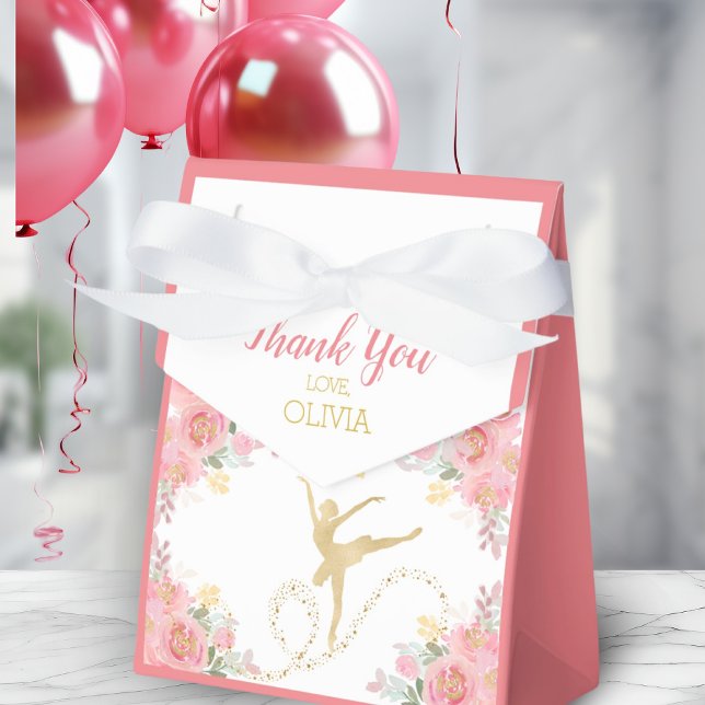 Caja Para Regalos Bailarín elegante | Personalizado De Ballet Rosado (Elegant Dancer | Pink Ballet Custom Thank You Favor Boxes)