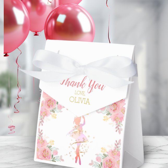 Caja Para Regalos Bailarina de ballet rosa personalizada Gracias (Pink Ballet Dancer Personalized Thank You Favor Boxes)