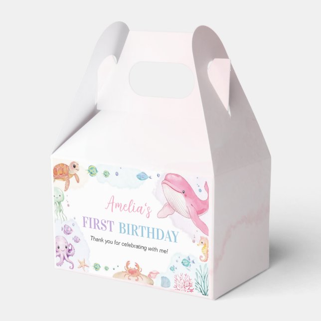 Caja Para Regalos Bajo el mar Cute Ocean Animals Cumpleaños (Front Side)