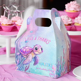 Caja Para Regalos Bajo el mar, la bella tortuga rosa púrpura cumplea