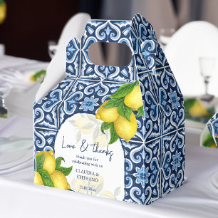 Caja Para Regalos Baldosas azules y limón Amalfi boda italiano graci