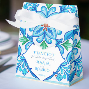 Caja Para Regalos Baldosas de Aqua Blue Talavera monogramadas boda