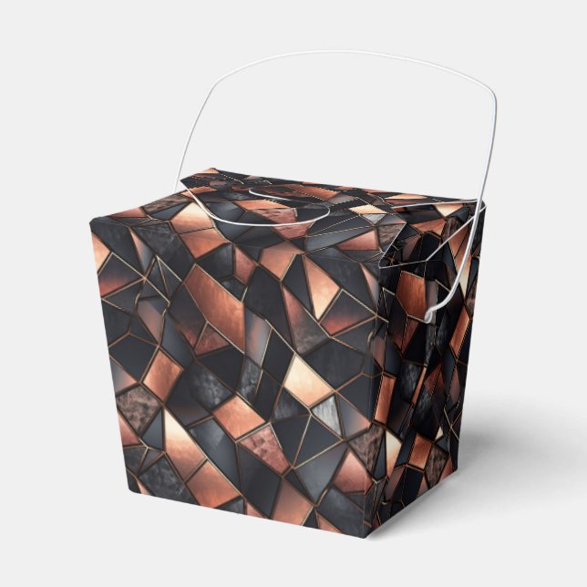 Caja Para Regalos Baldosas de oro de Rosa negro (Front Side)