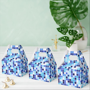 Caja Para Regalos Baldosas de piscina, mosaicos azules, patrón geomé