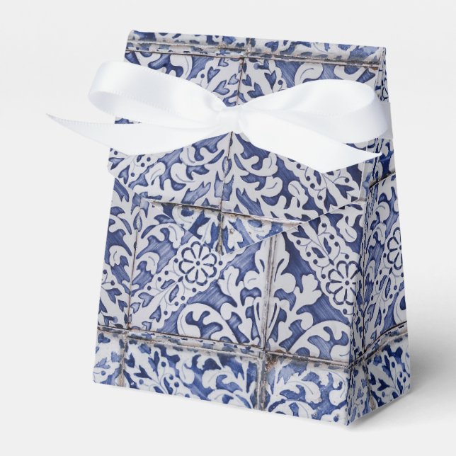 Caja Para Regalos Baldosas portuguesas - Azulejo Floral azul y blanc (Front Side)