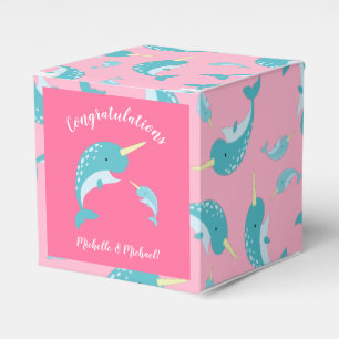 Caja Para Regalos Ballena Chica rosa Narwhal Baby Shower