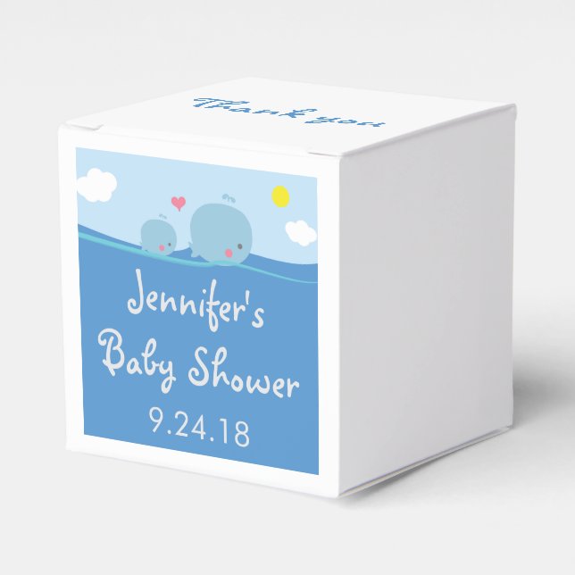 Caja Para Regalos Ballenas bajo el mar Baby Shower Favor Box (Costado Anverso)