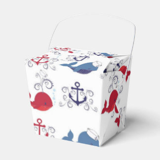 Caja Para Regalos Ballenas rojas y azules y anclas