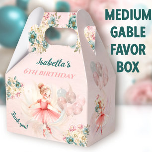 Caja Para Regalos Ballerina Blonde Chica floral rosa Medio de cumple