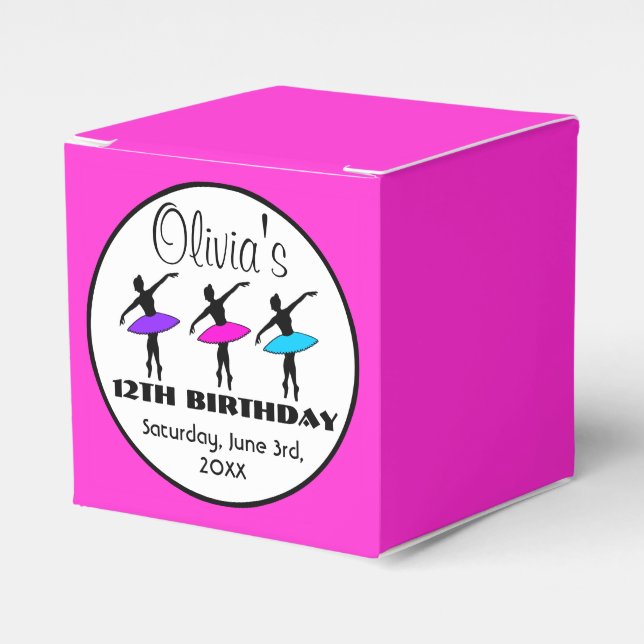 Caja Para Regalos Ballerina Neon Ballet bailarinas Fiesta de cumplea (Costado Anverso)