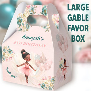 Caja Para Regalos Ballerina Piel Oscura Chica Rosa Cumpleaños Grande
