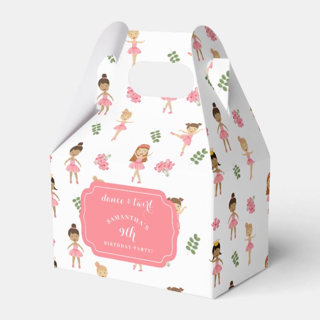 Caja Para Regalos Ballet Dance & Twirl Ballerina Rosa Cumpleaños (Front Side)