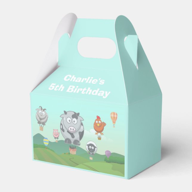 Caja Para Regalos Balloon Farm Animals Personalizados Niños Cumpleañ (Front Side)