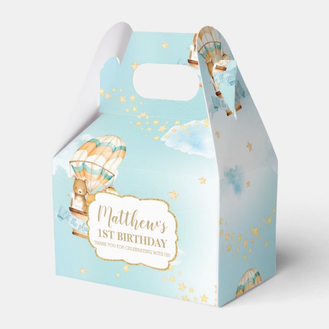 Caja Para Regalos Balón de aire caliente Cute animales Boy Fiesta de (Front Side)