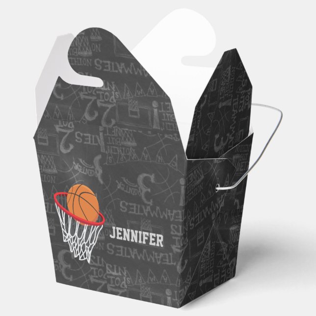 Caja Para Regalos Baloncesto de Chalkboard y Hoop personalizados (Abierto)