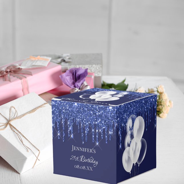 Caja Para Regalos Balones de purpurinas blancos de la marina de la f (Subido por el creador)