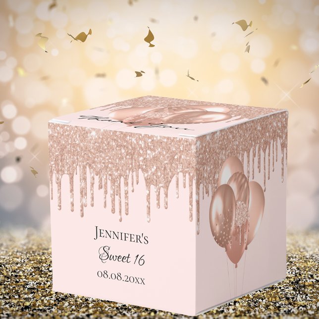 Caja Para Regalos Balones rosa de purpurina dorado dulce 16 (Subido por el creador)