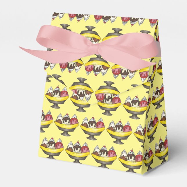 Caja Para Regalos Banana Split Ice Cream Sundae Dessert Scoop Shop (Front Side)
