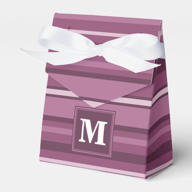 Caja Para Regalos Bandas de mauve monogramo (Front Side)