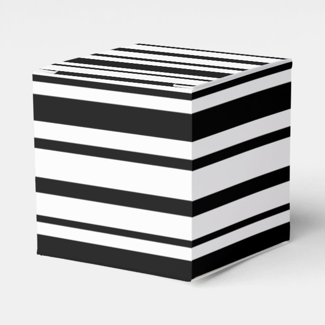 Caja Para Regalos Bandas desiguales en blanco y negro (Costado Anverso)