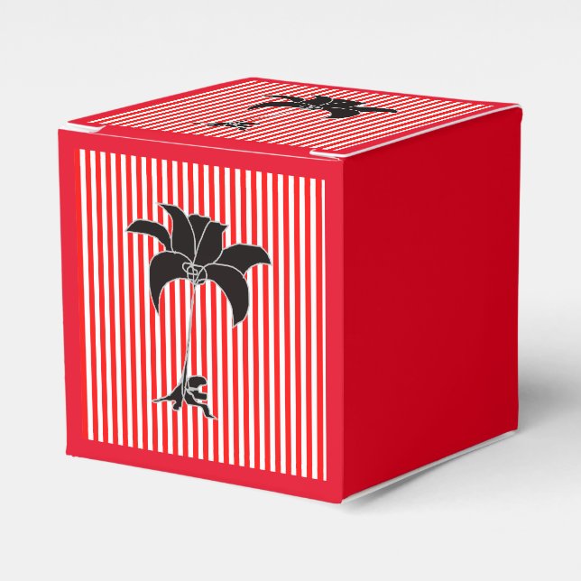 Caja Para Regalos Bandas rojas Floral negra (Costado Anverso)