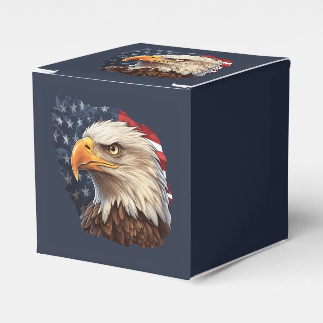 Caja Para Regalos Bandera americana águila calva (Costado Anverso)