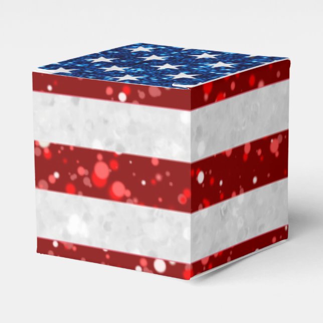 Caja Para Regalos Bandera Americana Brillante 4 de Julio (Costado Anverso)