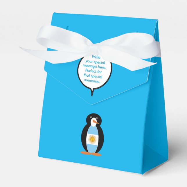 Caja Para Regalos Bandera argentina hablando con la señora Penguin p (Front Side)