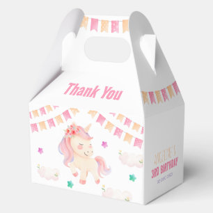 Caja Para Regalos Bandera de Bunting de Unicornio Rosa Cute
