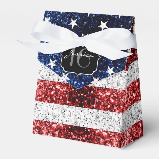 Caja Para Regalos Bandera de Estados Unidos azul rojo chispas purpur (Front Side)