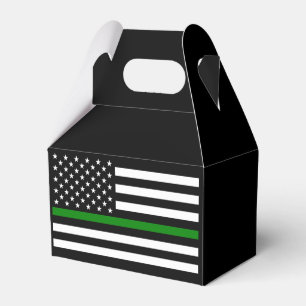 Caja Para Regalos Bandera de la delgada línea verde: Veteranos milit