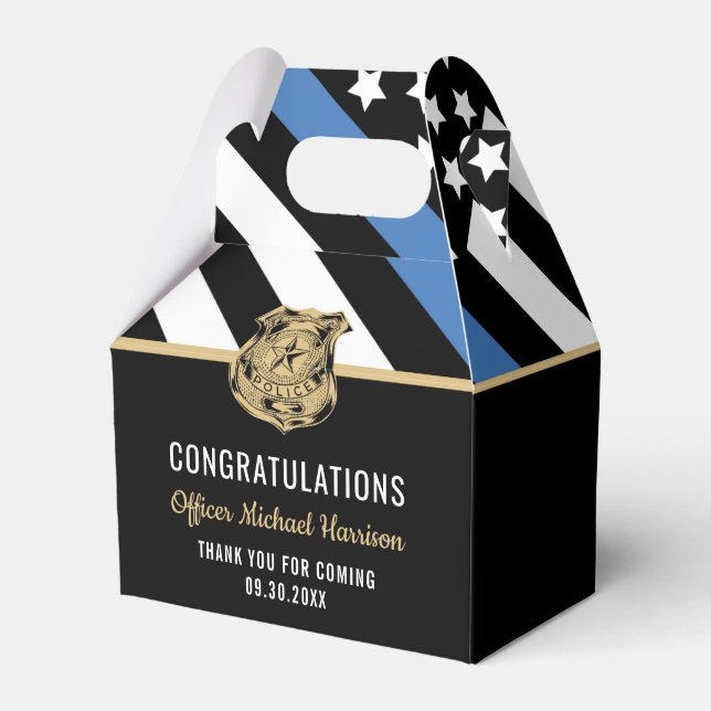 Caja Para Regalos Bandera de la Línea Azul de la Policía Felicitacio (Front Side)