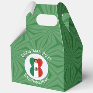 Caja Para Regalos Bandera de Navidad Ángel Mexicano Personalizada Ga
