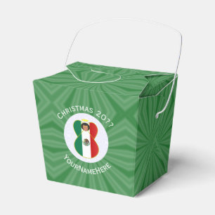 Caja Para Regalos Bandera de Navidad Ángel Mexicano Texto Personaliz