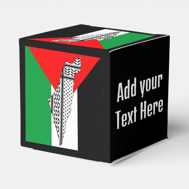 Caja Para Regalos Bandera de Palestina y mapa con el modelo de Keffi (Reverso Costado)