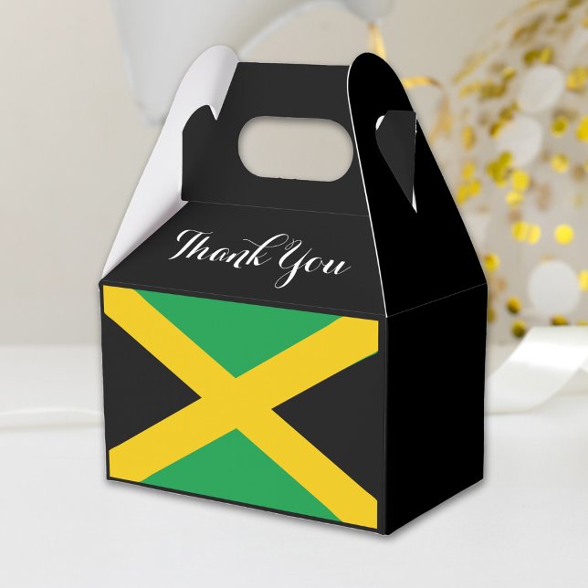 Caja Para Regalos Bandera jamaiquina Fiesta de Jamaica Gracias (Jamaica Jamaican flag black thank you favor box)