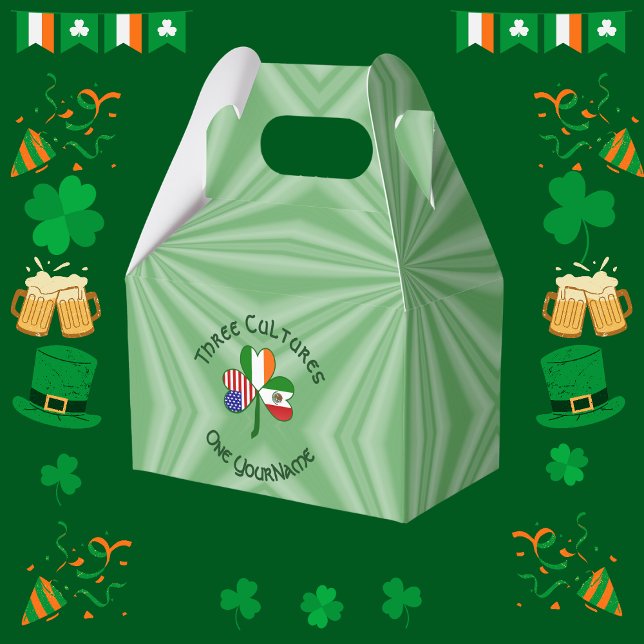 Caja Para Regalos Bandera Shamrock Americana Mexicana (Subido por el creador)