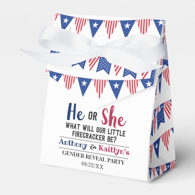 Caja Para Regalos Banderas De Bunting 4 De Julio Fiesta De Revelació (Front Side)