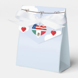 Caja Para Regalos Banderas y corazones mexicanos y estadounidenses b